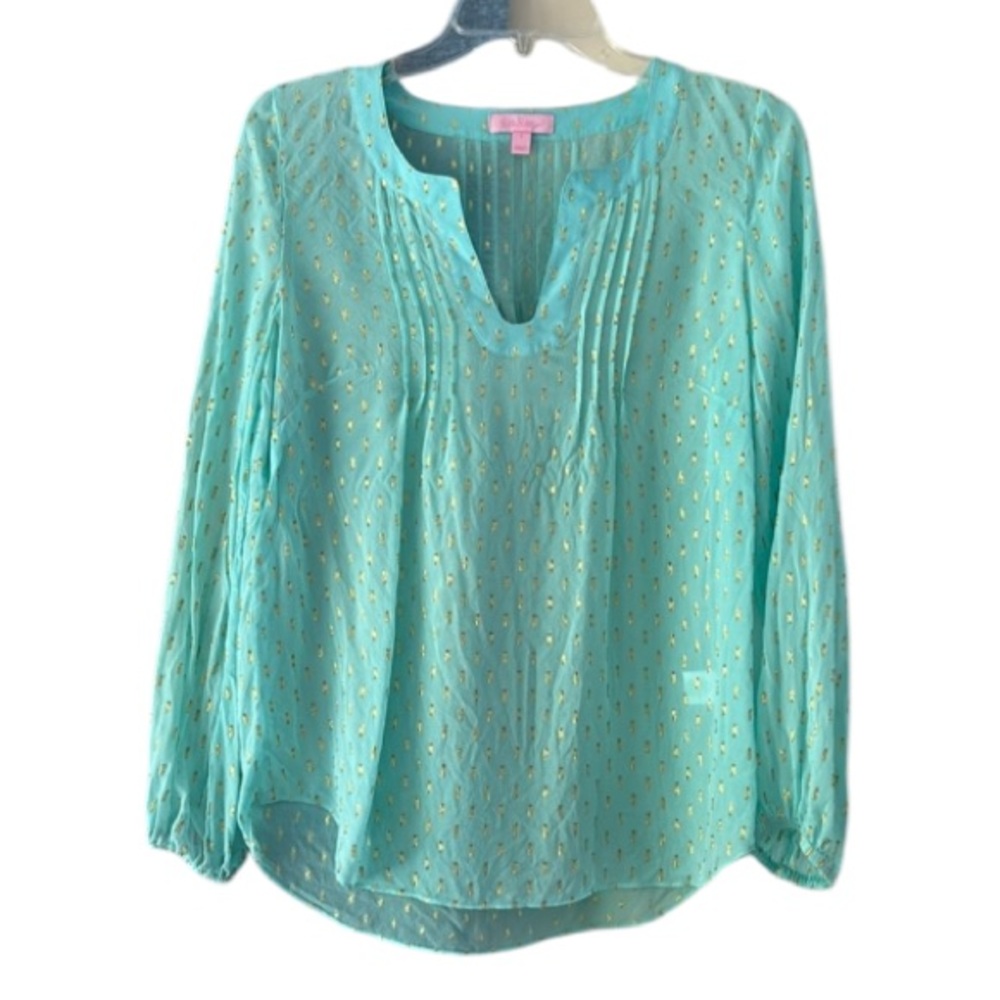Silk Blouse with Gold Detail
